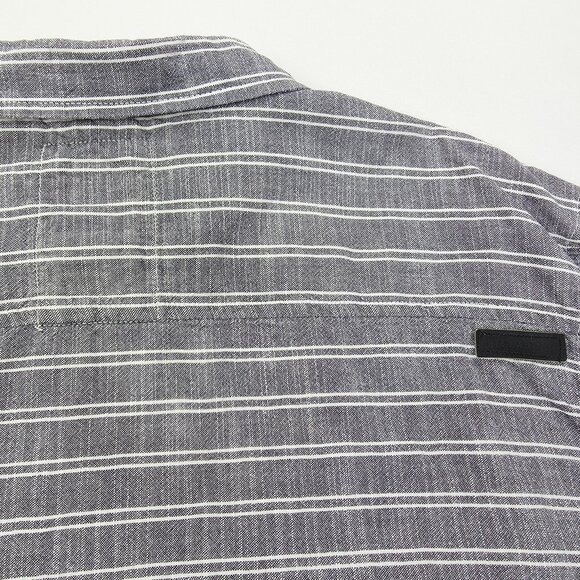 Billabong Size XL Mens Pockets Gray White Stripe Long Sleeve Logo Cotton Shirt - Picture 9 of 12